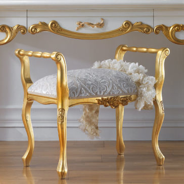 Small Italian Ornate Gold Leaf Bench Small Italian Ornate Gold Leaf Bench