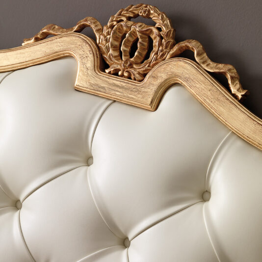 Single Gold Italian Luxury Button Upholstered Bed Carved Gold Italian Button Upholstered Bed