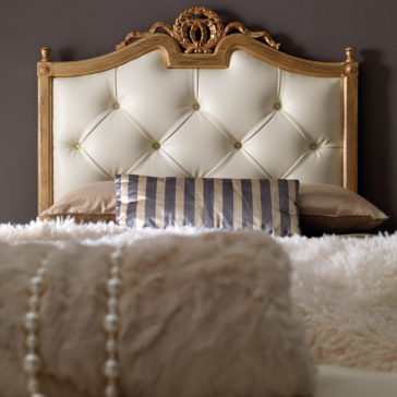 Carved Gold Italian Button Upholstered Bed