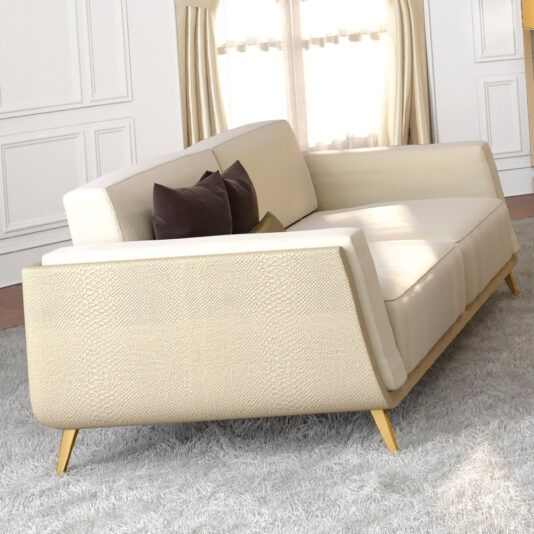 Contemporary Retro Three Seater Velvet Sofa Modern Animal Print Cream Velvet Sofa