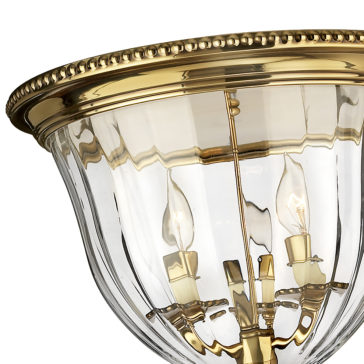 New England Solid Brass Flush Ceiling Light