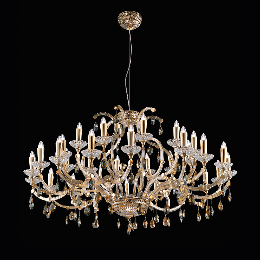 Large Gold Plated Crystal Chandelier