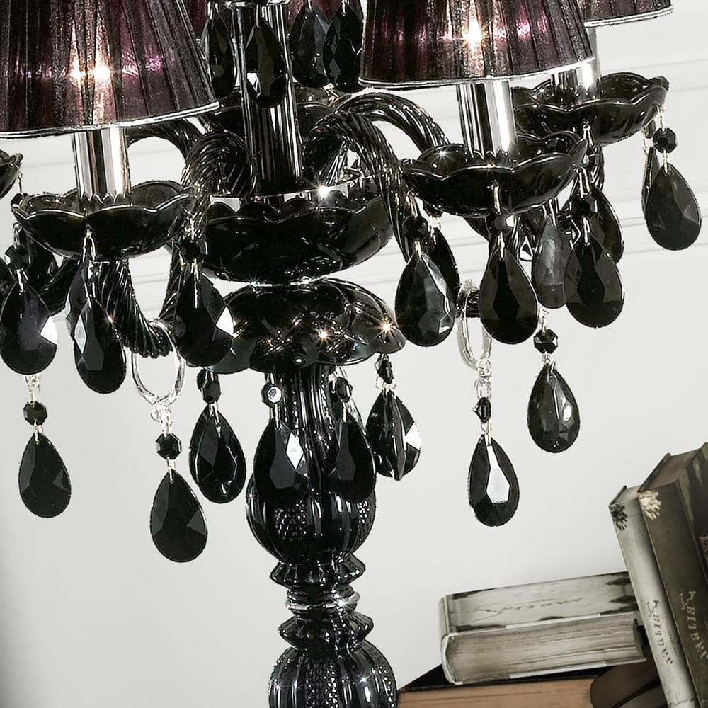 Chandelier Style Black Crystal Table Lamp