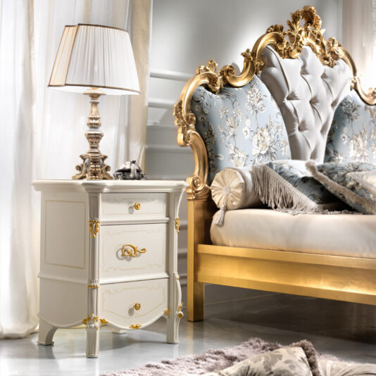 Charming Ivory and Gold Leaf Bedside Cabinet