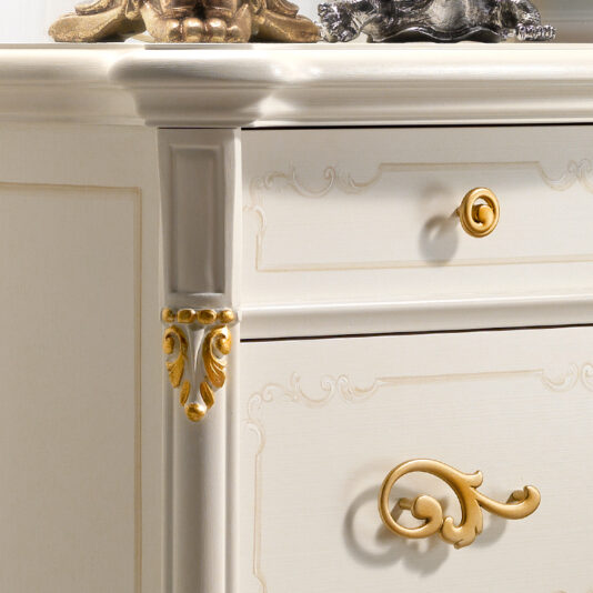 Charming Ivory and Gold Leaf Bedside Cabinet