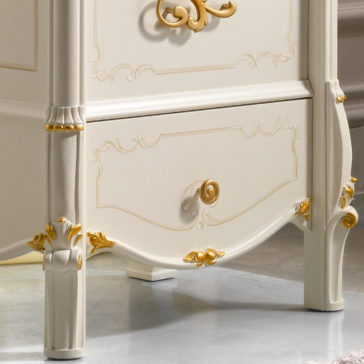 Charming Ivory and Gold Leaf Bedside Cabinet