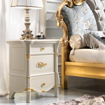 Charming Ivory and Gold Leaf Bedside Cabinet