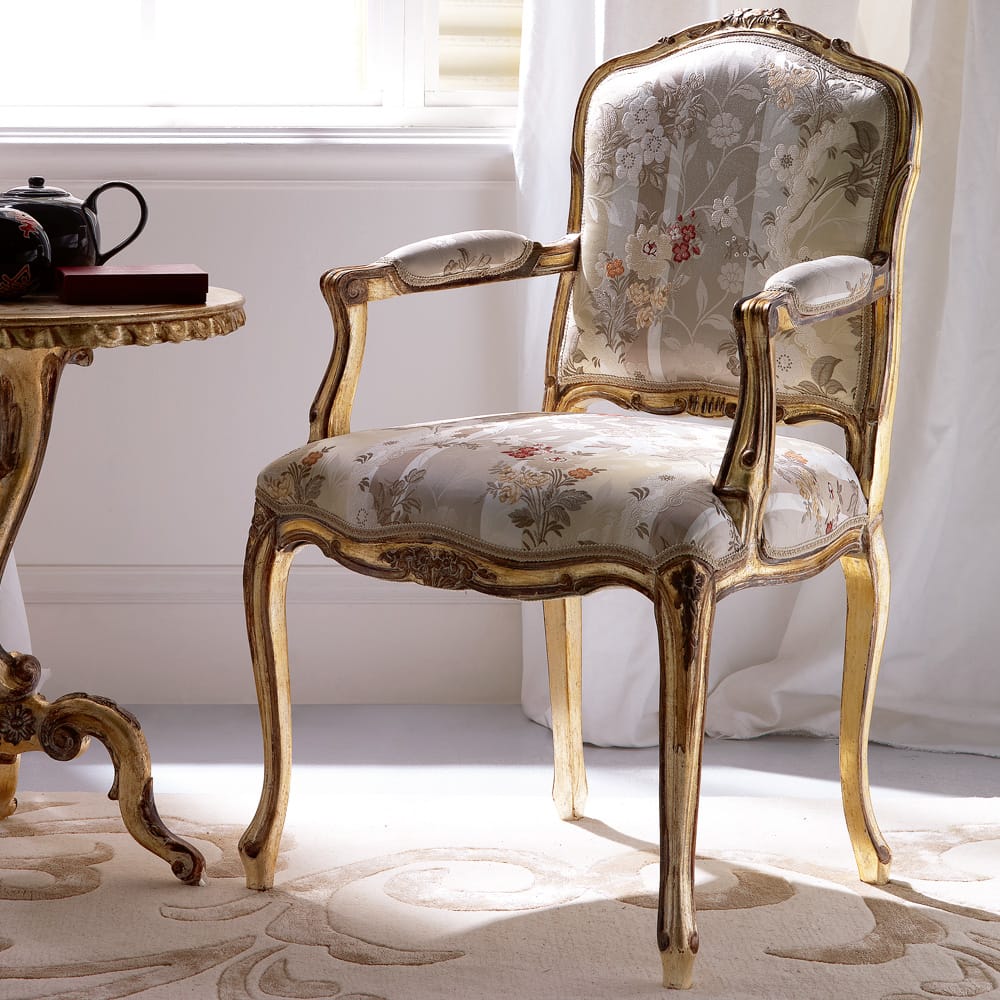 Classic Designer Italian Antiqued Occasional Armchair