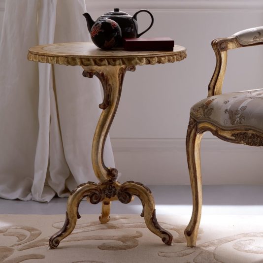 Classic Designer Italian Antiqued Gold Side Table