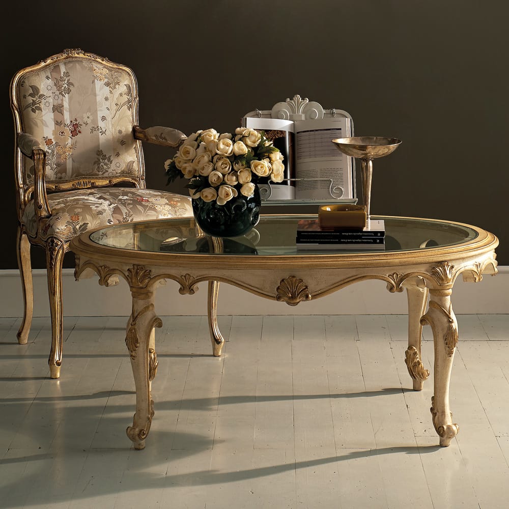 Classic Designer Italian Oval Glass Coffee Table