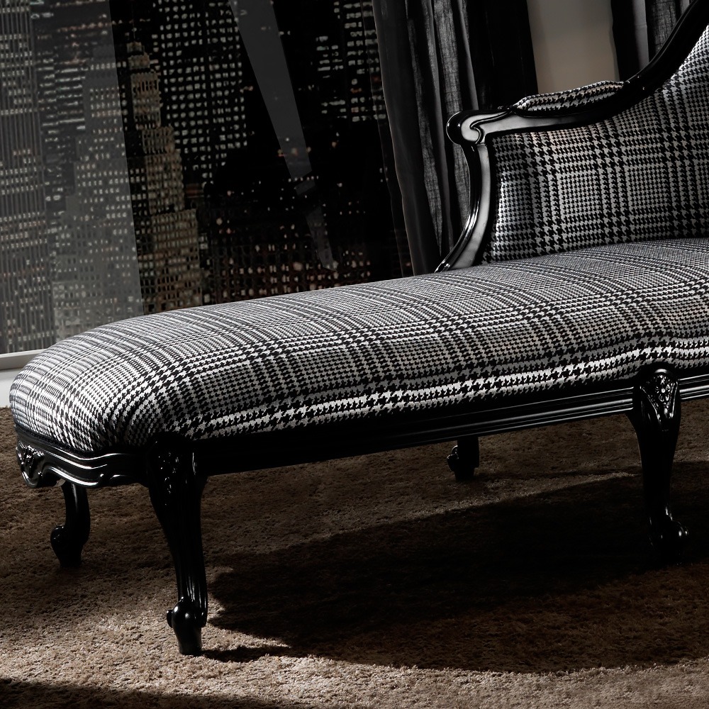 Classic Houndstooth Louis High End Designer Chaise Longue