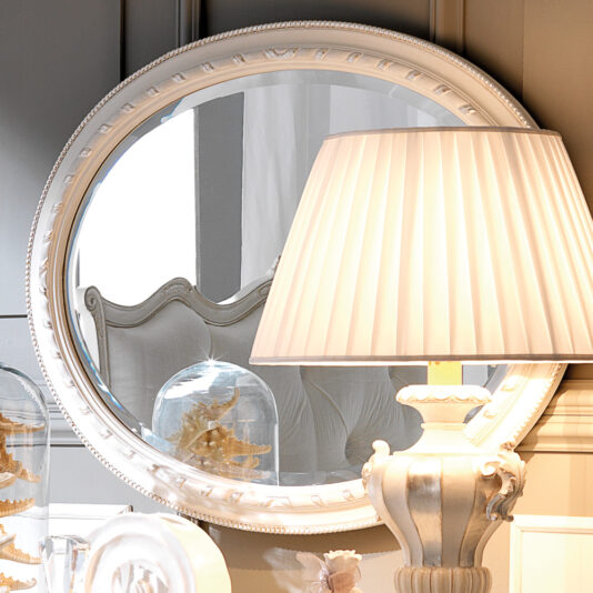 Large White Oval Italian Wall Mirror Classic Italian 3 Drawer Console Table and Mirror Set