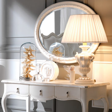 Classic Italian 3 Drawer Console Table and Mirror Set Large White Oval Italian Wall Mirror