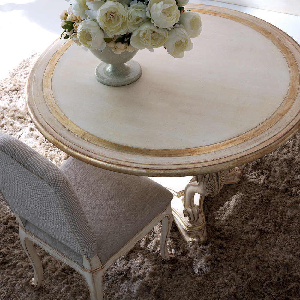 Classic Italian Baroque Inspired Round Dining Table And Chairs Set