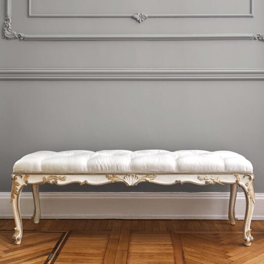 Classic Italian Designer Button Upholstered Bench Classic Italian Designer Button Upholstered Bench