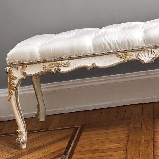 Classic Italian Designer Button Upholstered Bench Classic Italian Designer Button Upholstered Bench