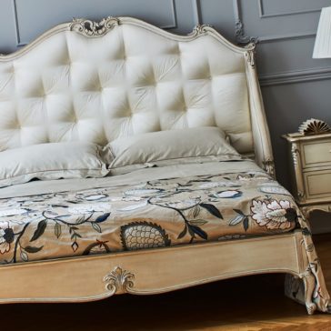 Classic Italian Designer Button Upholstered Winged Bed Classic Italian Designer Button Upholstered Winged Bed
