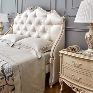 Classic Italian Designer Button Upholstered Winged Bed Classic Italian Designer Button Upholstered Winged Bed