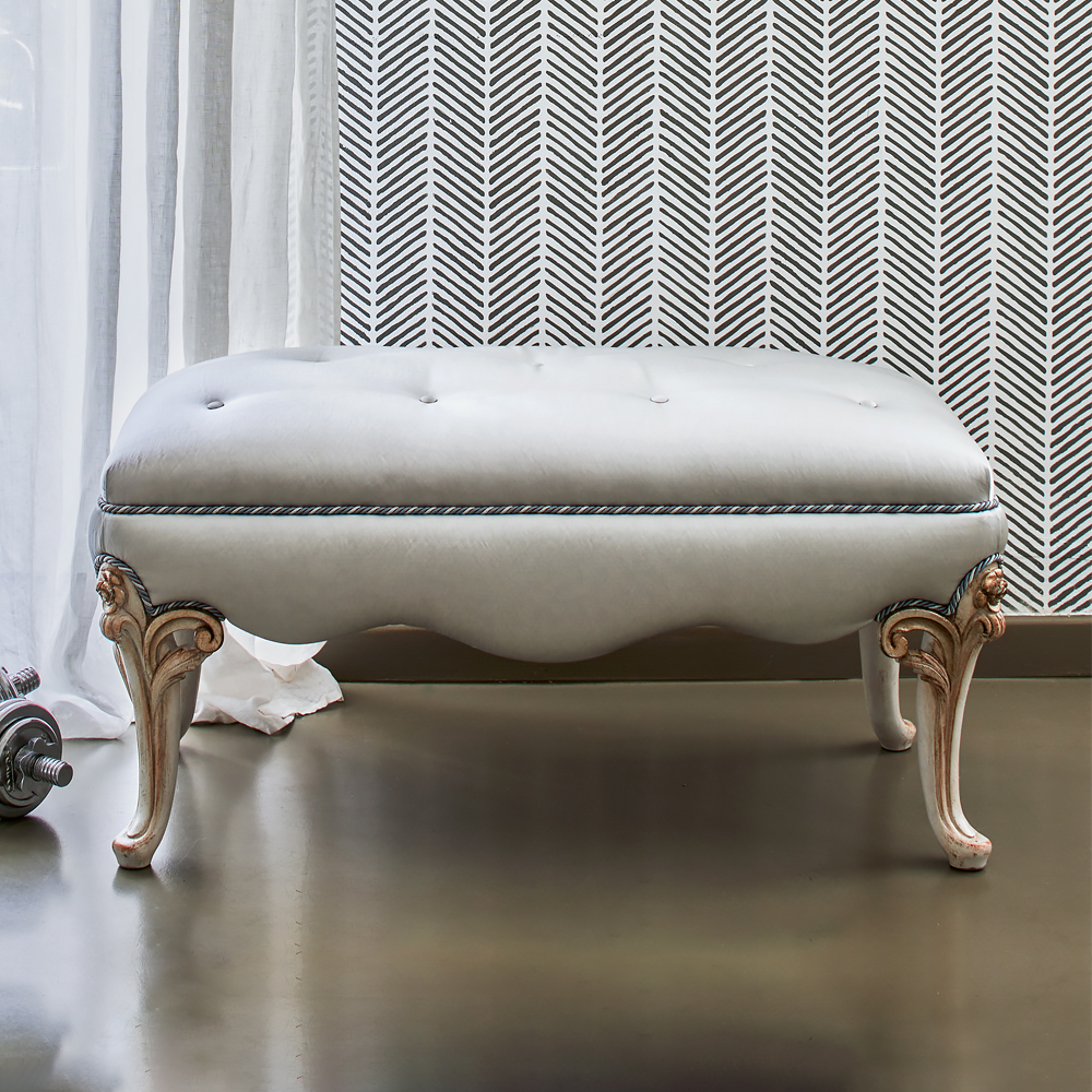 Classic Italian Designer Upholstered Bench