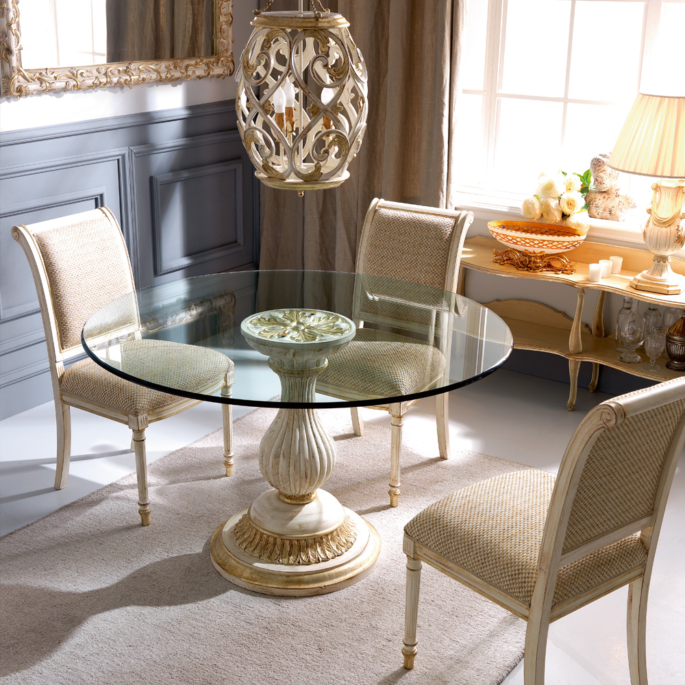 Round Glass Dining Table Set, Louis Xvi S Classic Dining Chairs