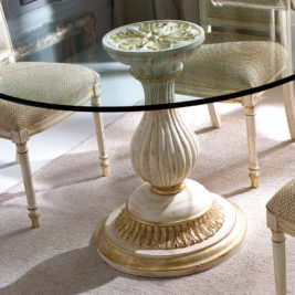 Classic Italian Louis XVI Reproduction Round Glass Dining Table Set