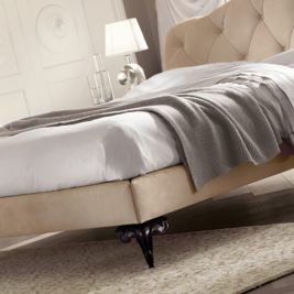 Classic Italian Nubuck Leather Button Upholstered Bed