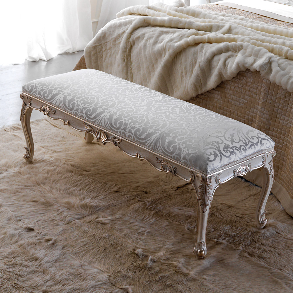 Classic Rococo Style Upholstered Bench