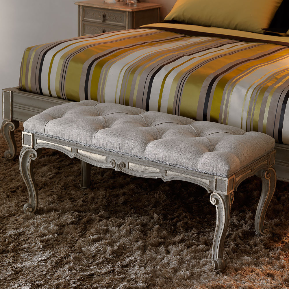 Classic Small Louis Style Upholstered Bench