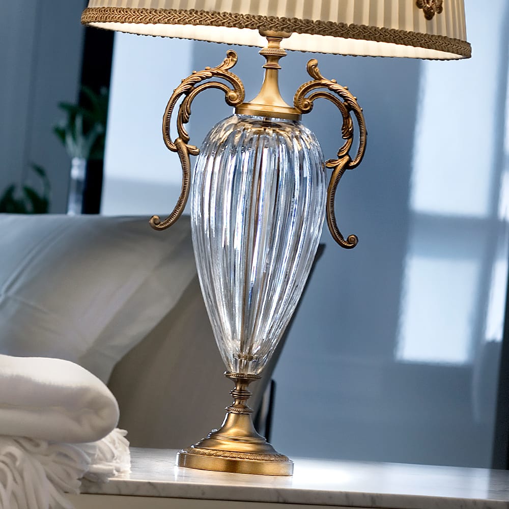 Classic Polished Gold Crystal Table Lamp