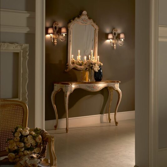 Classically Elegant Italian Designer Console And Mirror Set