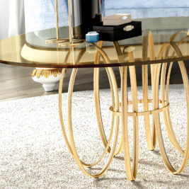 Exclusive Brass Round Glass Coffee Table