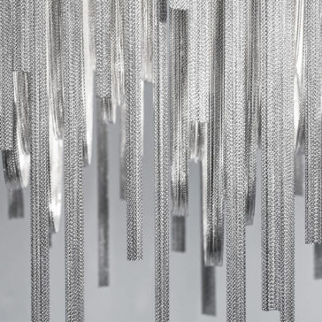 Contemporary Glamorous Rectangular Chain Chandelier Contemporary Italian Designer Nickel Chain Light