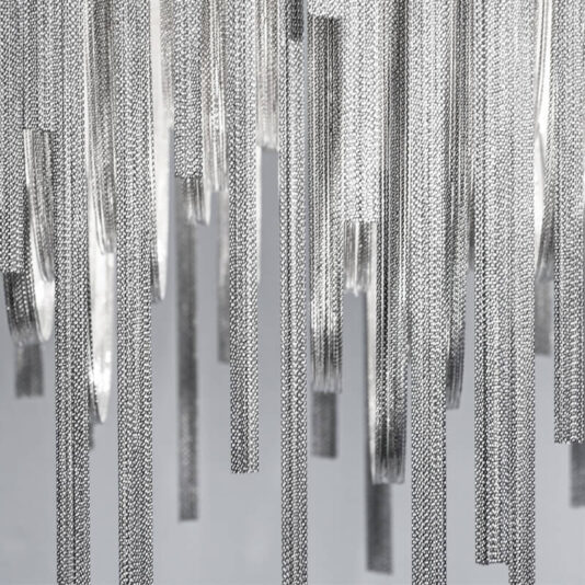 Contemporary Glamorous Rectangular Chain Chandelier Contemporary Italian Designer Nickel Chain Light