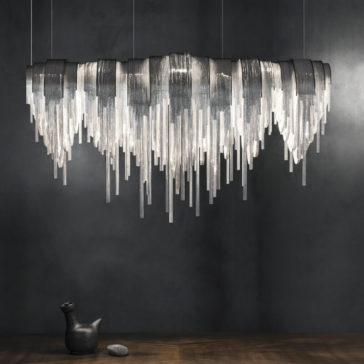 Contemporary Glamorous Rectangular Chain Chandelier Contemporary Italian Designer Nickel Chain Light