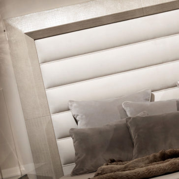 Contemporary Embossed Pattern Leather Italian Headboard Contemporary Alligator Embossed Pattern Leather Italian Designer Bed