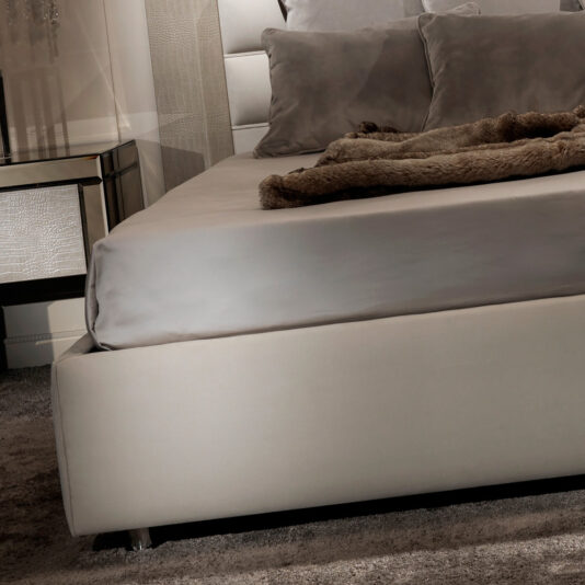 Contemporary Alligator Embossed Pattern Leather Italian Designer Bed