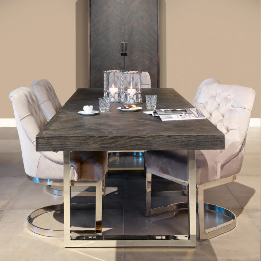 Contemporary Black Oak Finish Extendable Dining Table