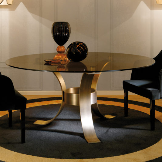 Contemporary Brass Glass Dining Table