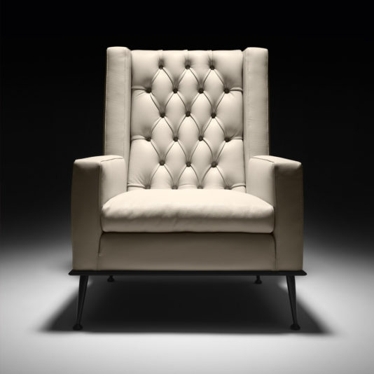 Contemporary Button Upholstered Leather Armchair