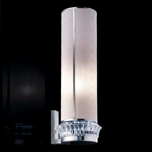 Contemporary Chrome Crystal Cylinder Wall Light