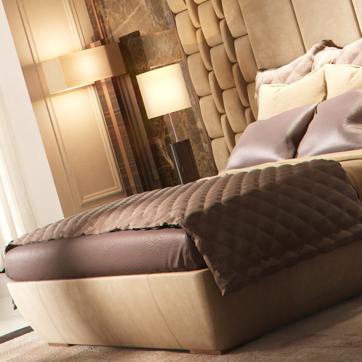 Contemporary Designer Bed With Feature Headboard