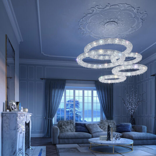 Contemporary Designer Circular Crystal Chandelier