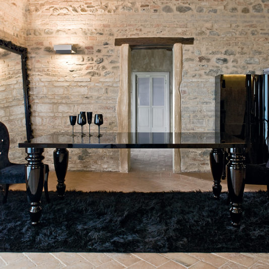 Contemporary Designer Italian Black Lacquered Dining Table