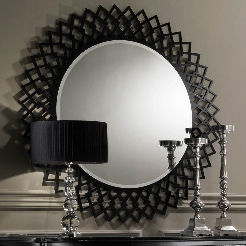 Contemporary Designer Black Round Mirror