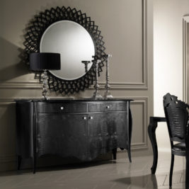 Contemporary Designer Black Round Mirror