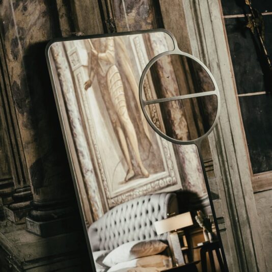 Contemporary Designer Italian Curved Bronze Mirror