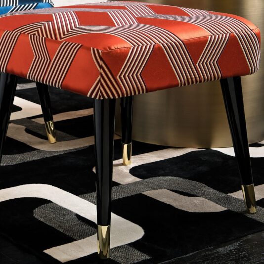 Contemporary Designer Italian Silk Foot Stool