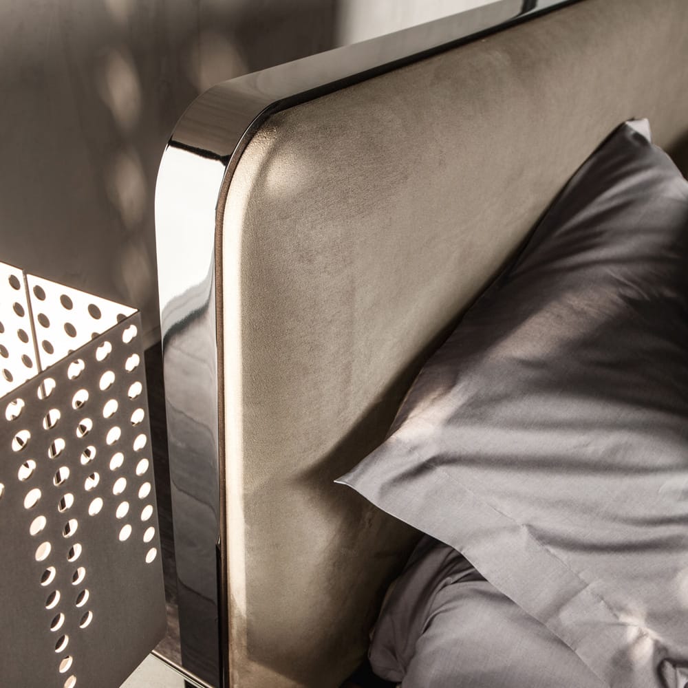 Contemporary Designer Italian Nubuck Upholstered Bed