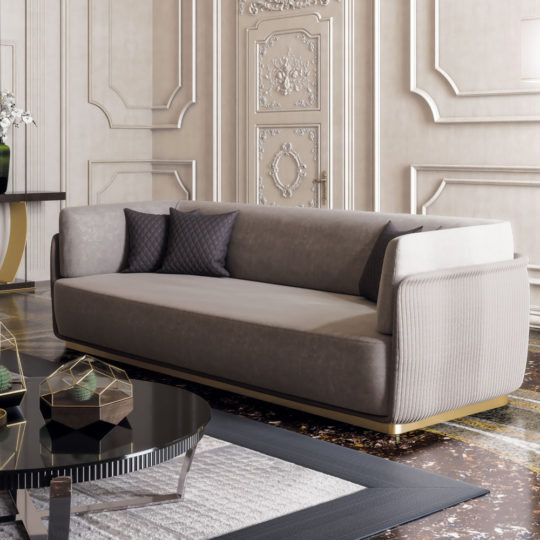 Contemporary Designer Italian Quilted Nubuck Sofa - Juliettes Interiors