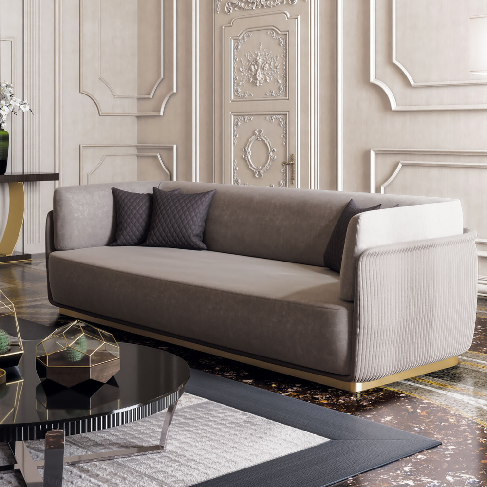 Contemporary Designer Italian Quilted Nubuck Sofa